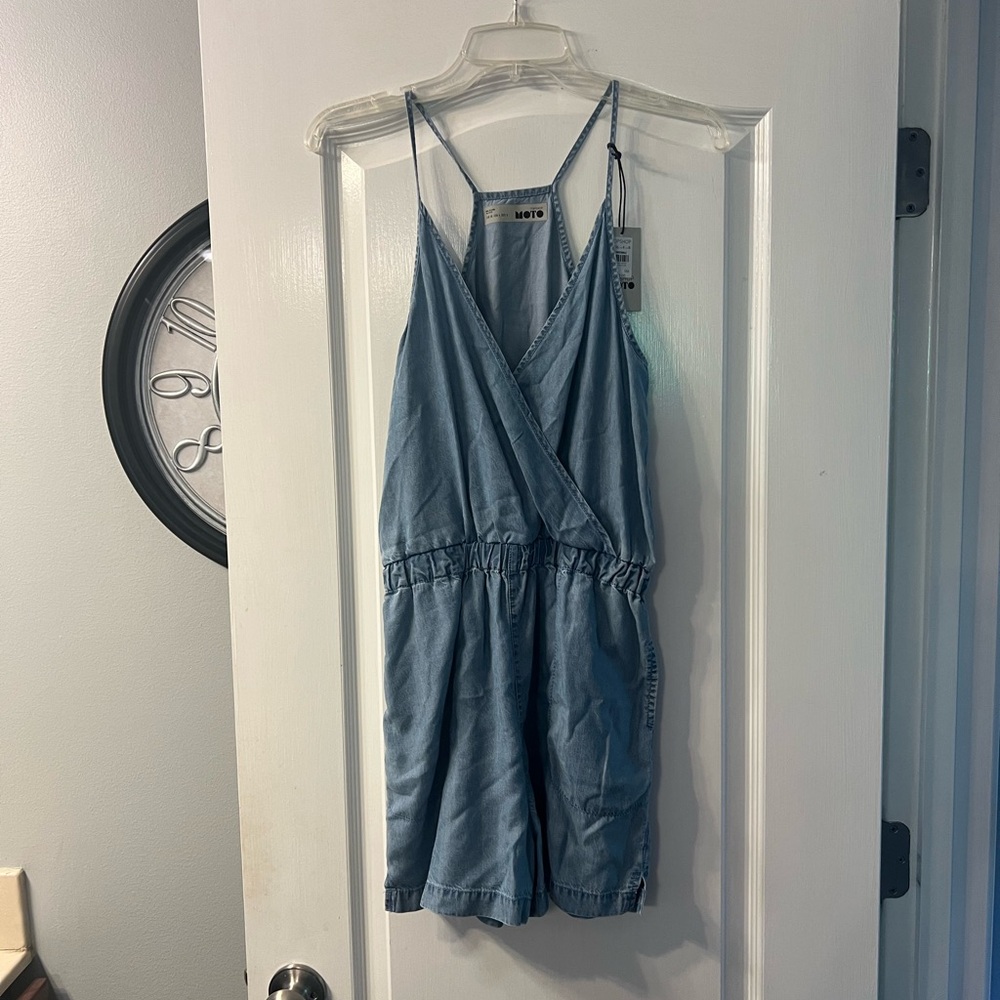 NWT Topshop light blue short jumpsuit with pockets size 4
